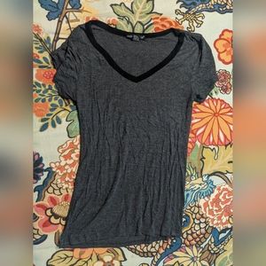 Grey classic t shirt. Ringer V cut